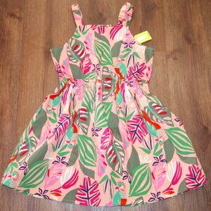 NWT Girls Crazy 8 Tropical Birds Monstera Leaves Sun Dress Lightweight size 12